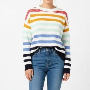 Striped Small Rainbow Sweater Crew Neck Dopamine Dressing Soft Indie Kidcore